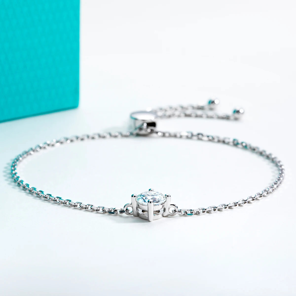 1ct Moissanite Bracelet - 925 Sterling Silver Adjustable 12.5cm