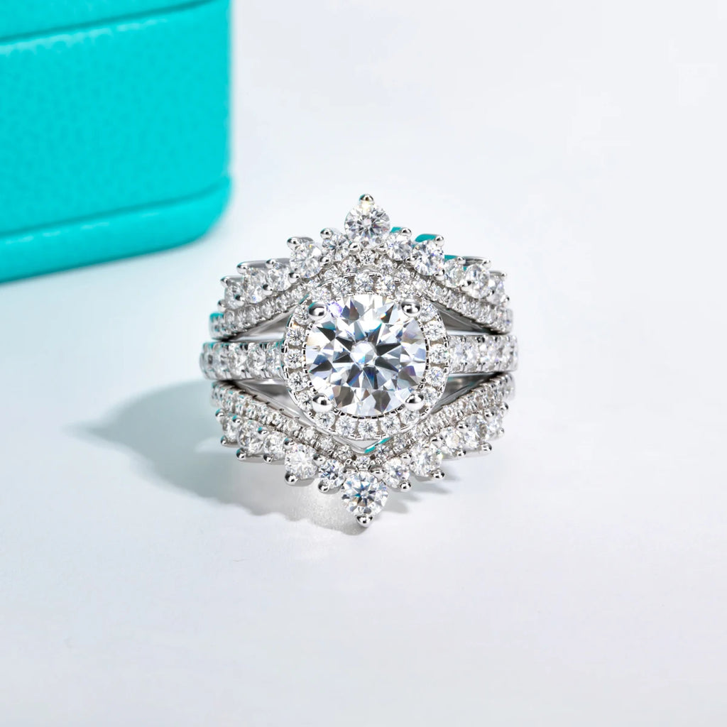 2ct D-Color Moissanite Halo Engagement Ring - 925 Sterling Silver