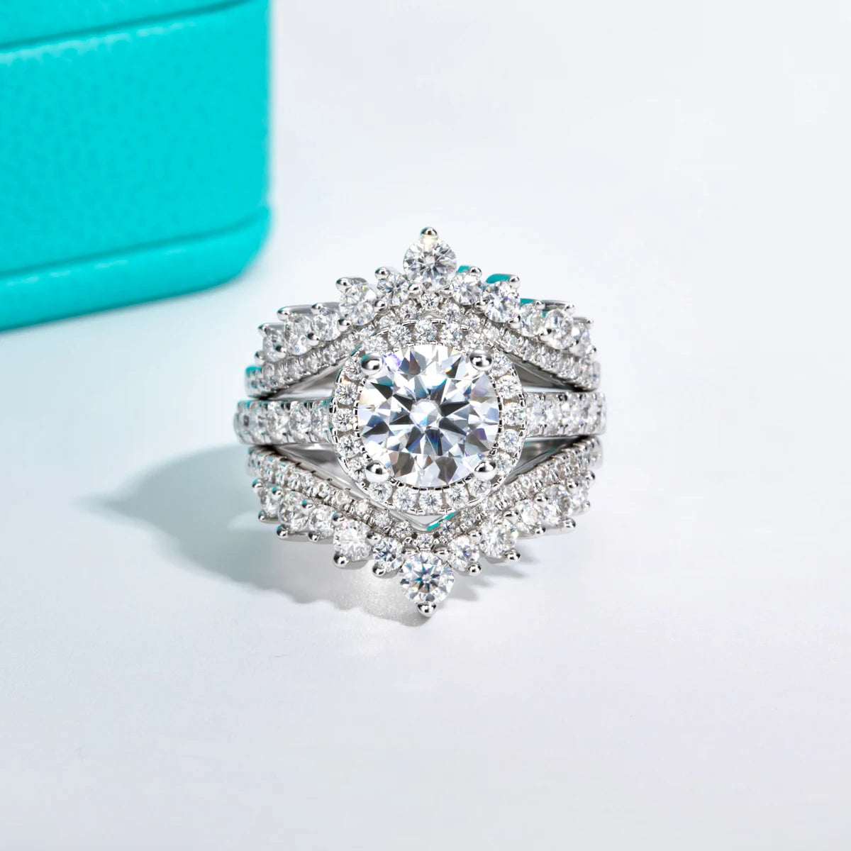 2ct D-Color Moissanite Halo Engagement Ring - 925 Sterling Silver