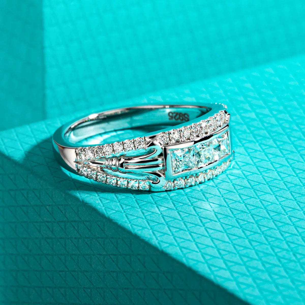 3mm Princess Cut D-Color Moissanite Promise Ring - 925 Sterling Silver