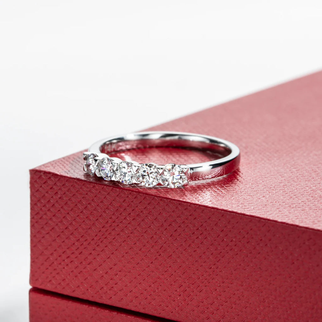 3mm Lab Grown Diamond Half Eternity Band 0.50ct - 14K White Gold Wedding Ring