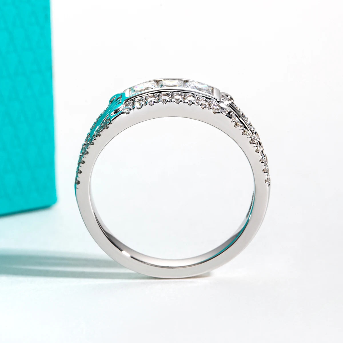 3mm Princess Cut D-Color Moissanite Promise Ring - 925 Sterling Silver