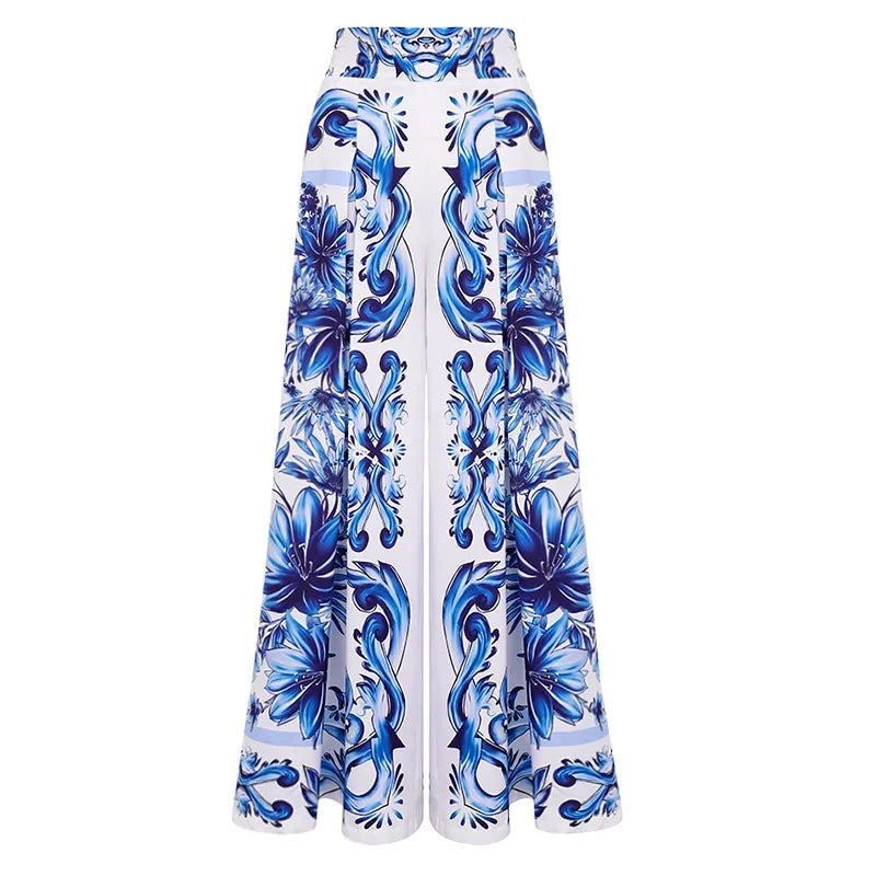 Bow Decor Majolica Print Swimsuit - Elegant Beachwear