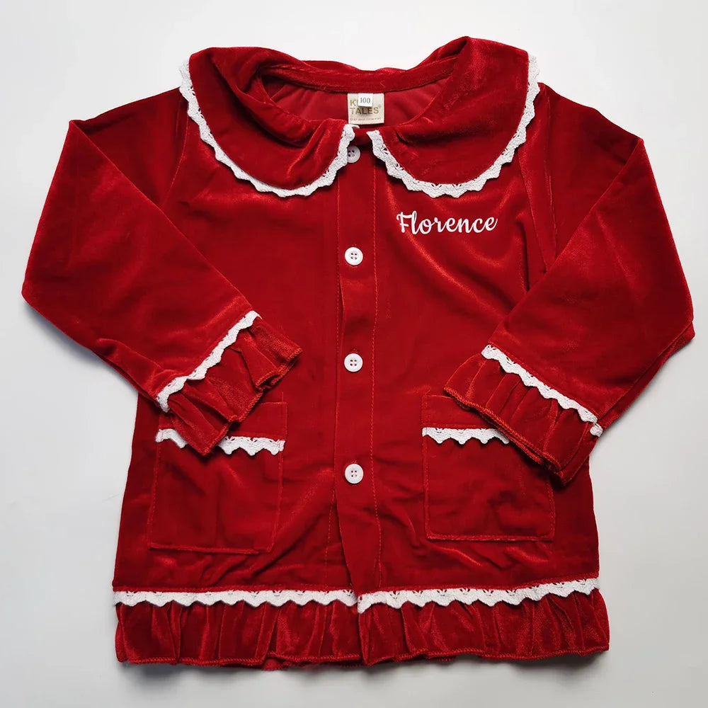 Kids Velvet Christmas Robe Pajamas – Family Matching Winter Sleepwear
