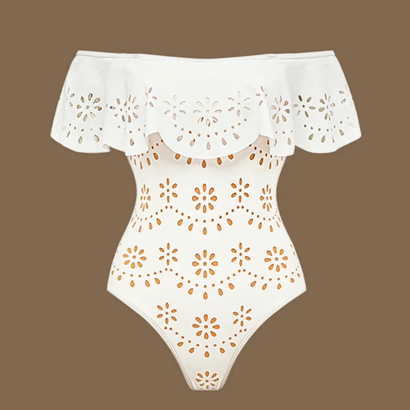 Off Shoulder Lace Up Bikini Set - Mini Dress Beachwear