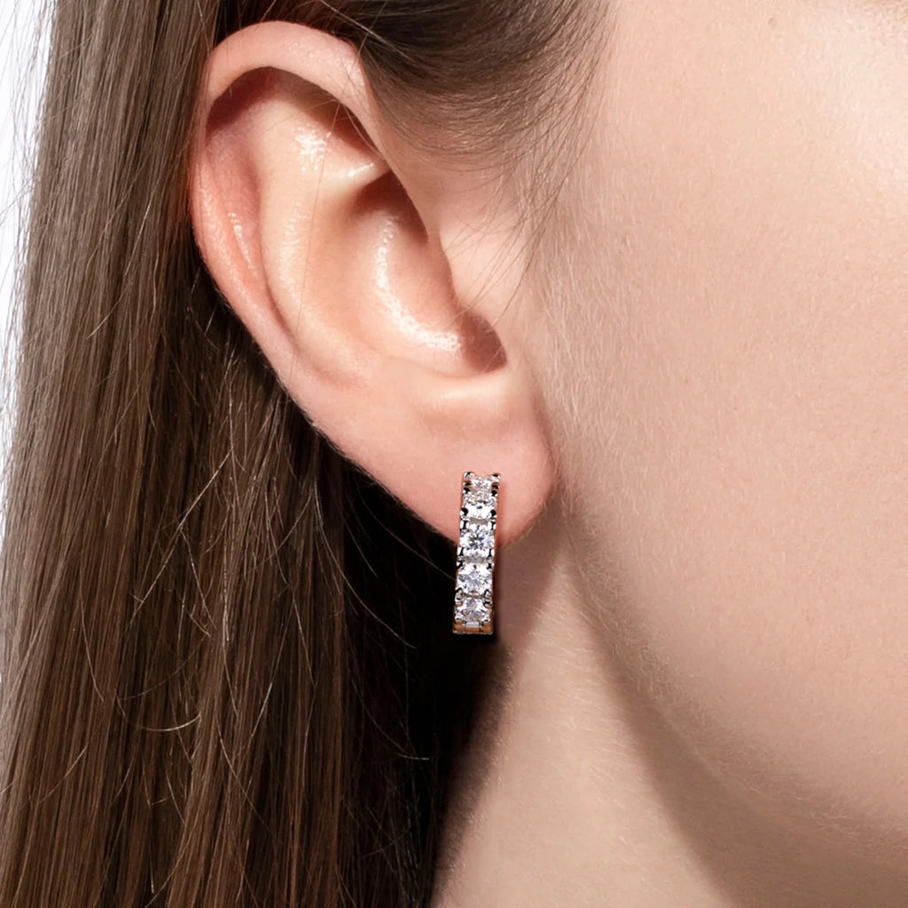 D-Color Moissanite Huggie Hoop Earrings - 925 Sterling Silver