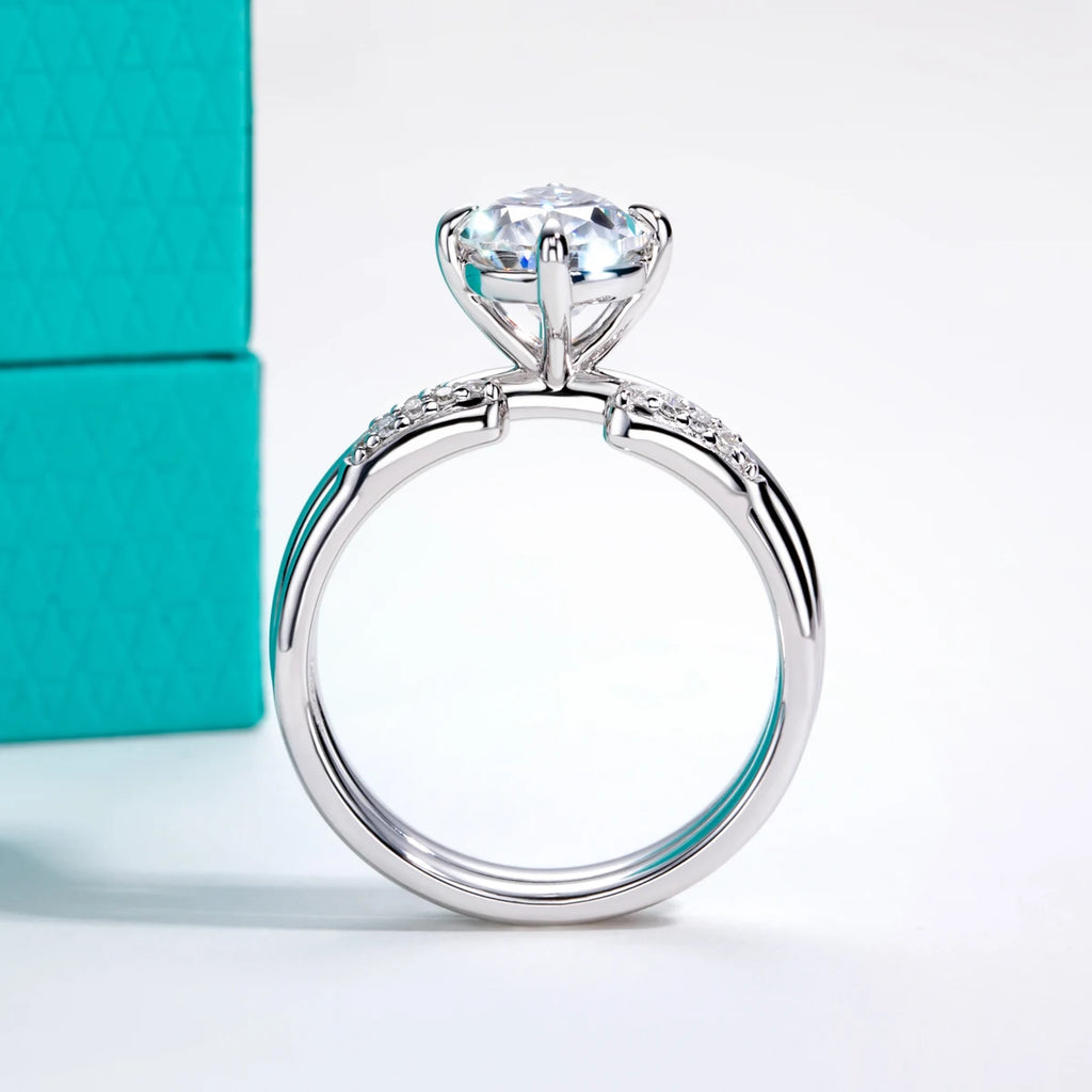 3ct Pear Moissanite Bridal Ring Set - 925 Sterling Silver