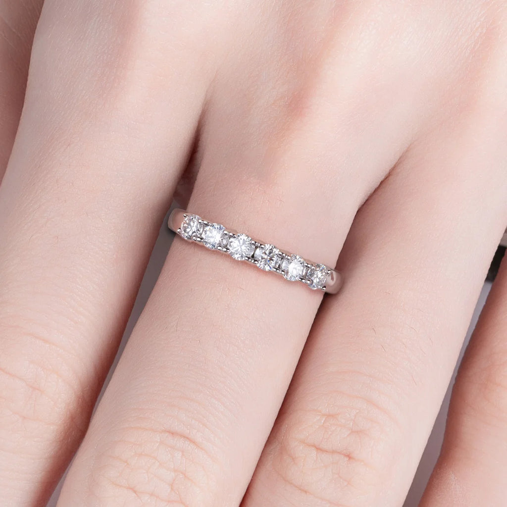 3mm Moissanite Wedding Band 0.6cttw - Sterling Silver Eternity Ring