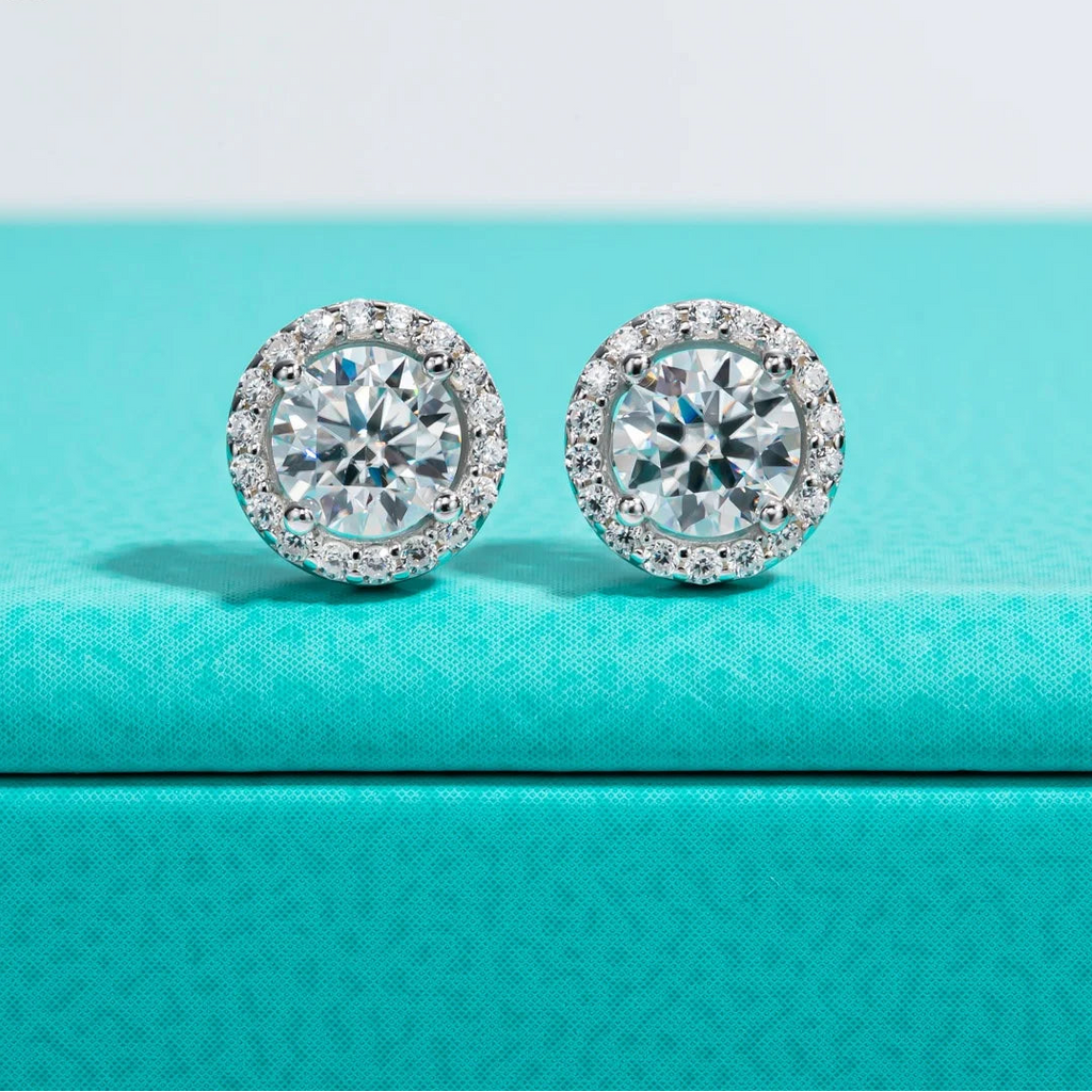 1ct Round Cut Moissanite Stud Earrings - 925 Sterling Silver