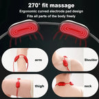 Electrode pad for massage with ergonomic design and application on various parts of the body.