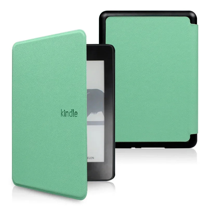 Green kindle case on a white background