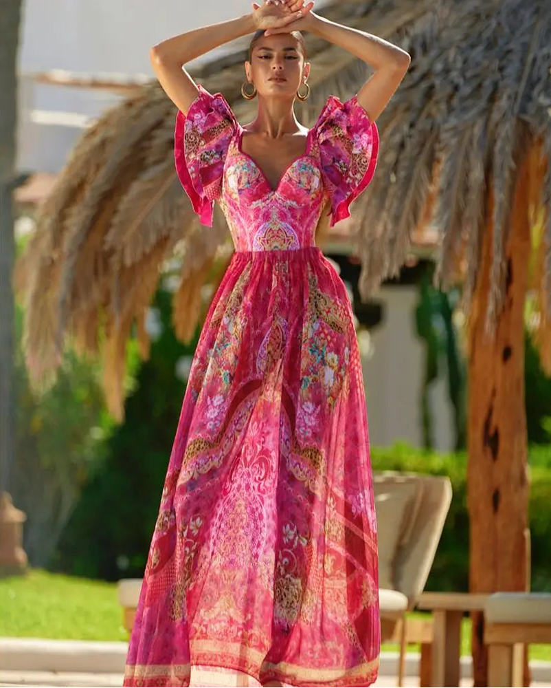 Rose Red Floral Swimsuit - Blooming Print Beachwear