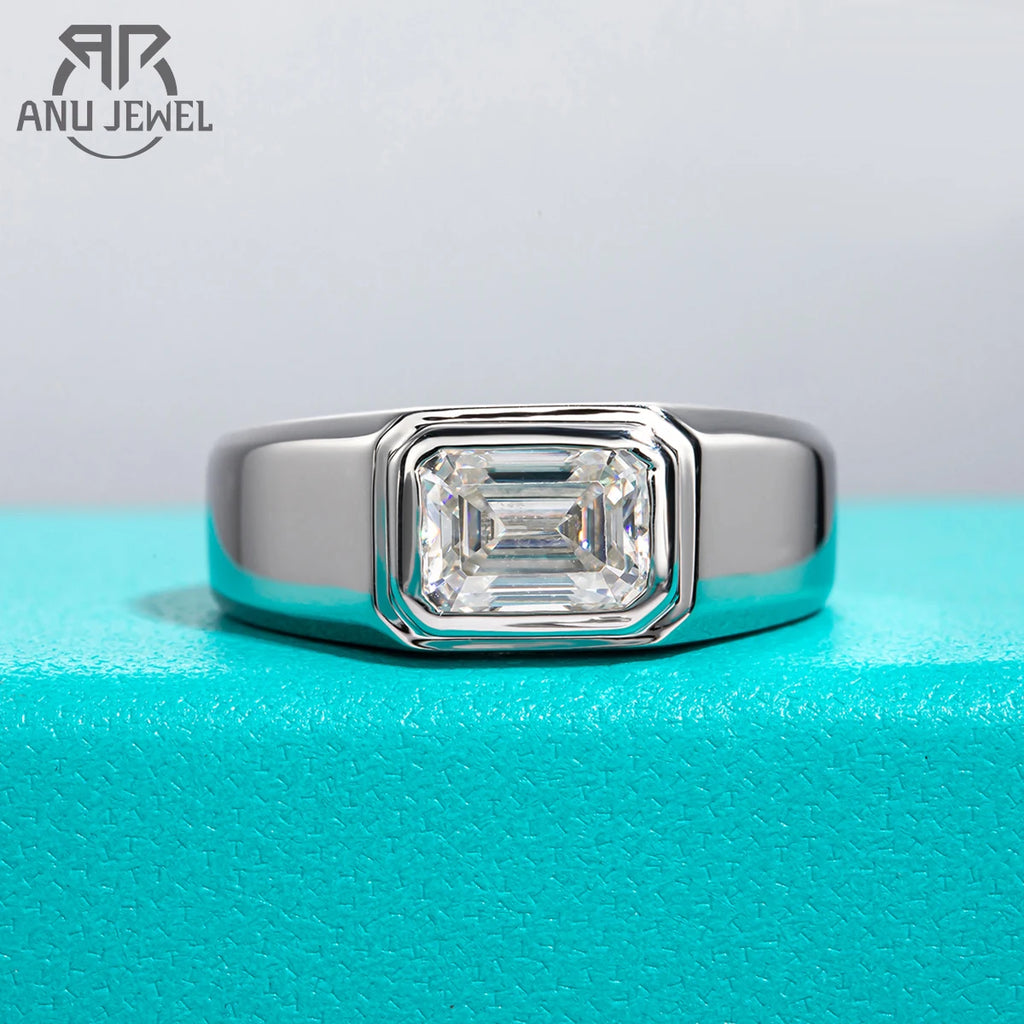 2ct Emerald Cut D-Color Moissanite Ring - 925 Sterling Silver 18K Gold Plated