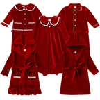 Kids Velvet Christmas Robe Pajamas – Family Matching Winter Sleepwear