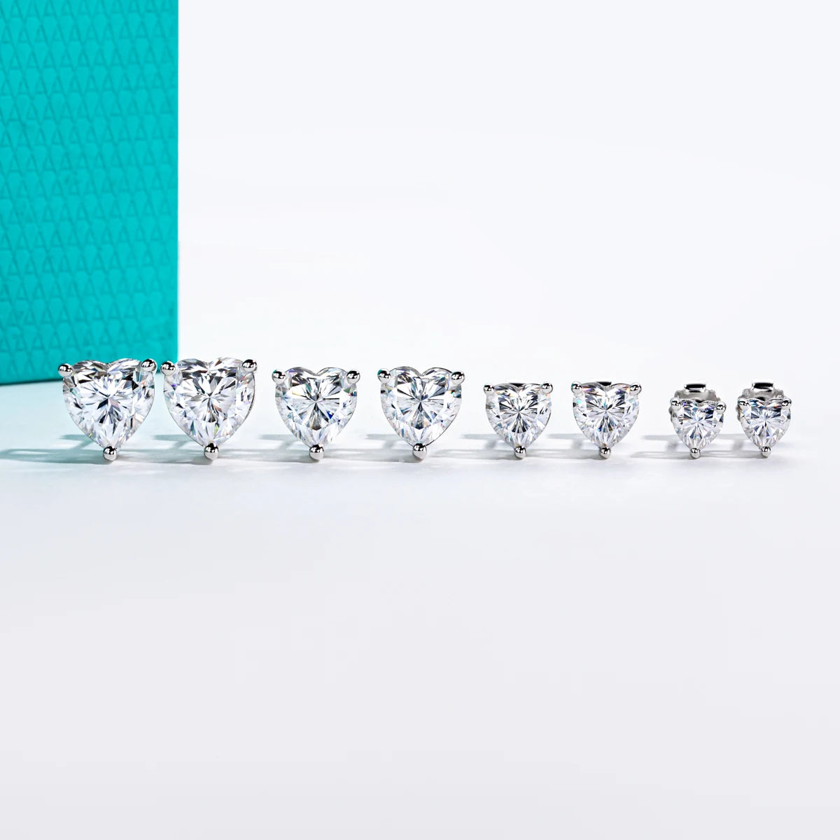 Heart Moissanite Stud Earrings - 925 Sterling Silver