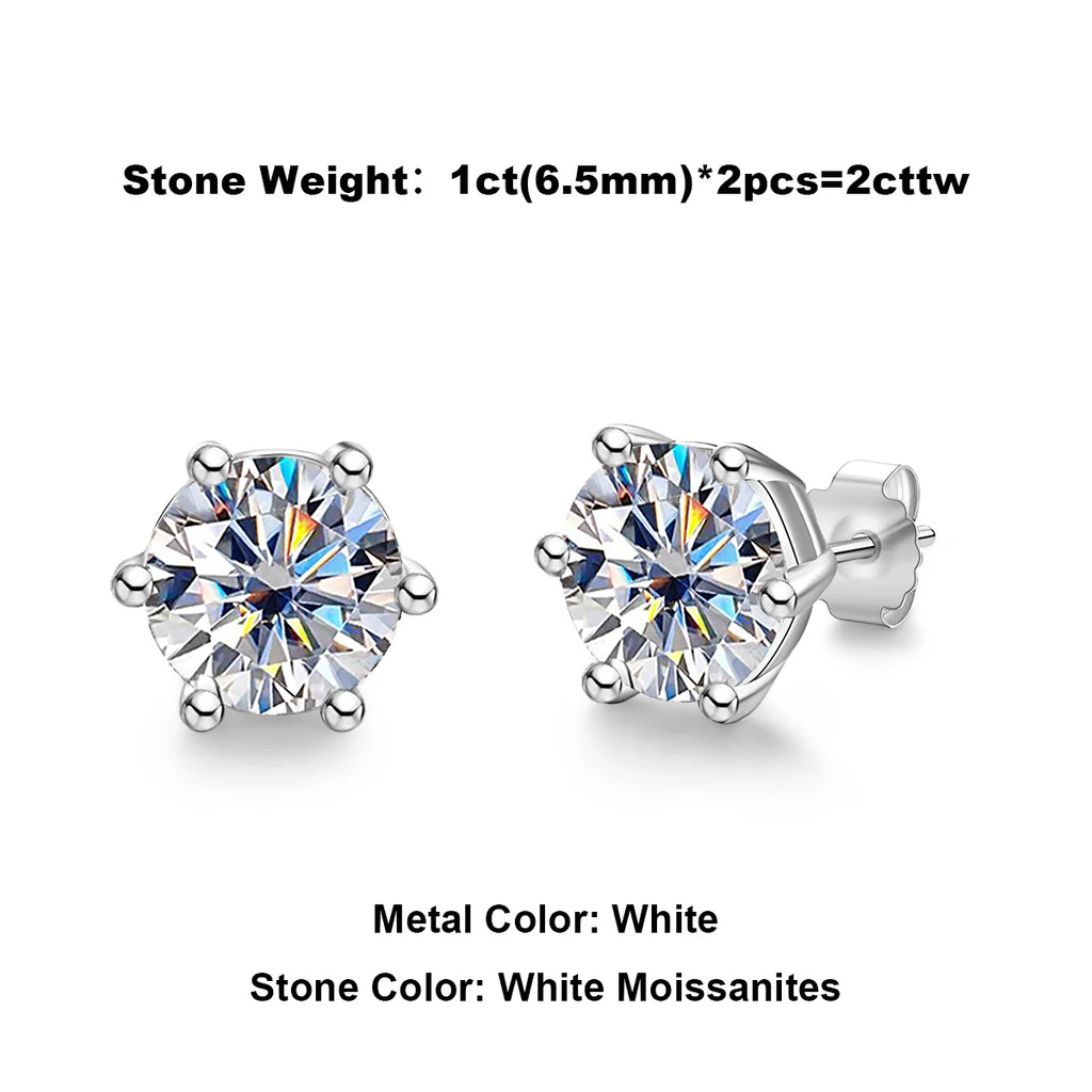 Cushion Cut Moissanite Stud Earrings - 925 Sterling Silver
