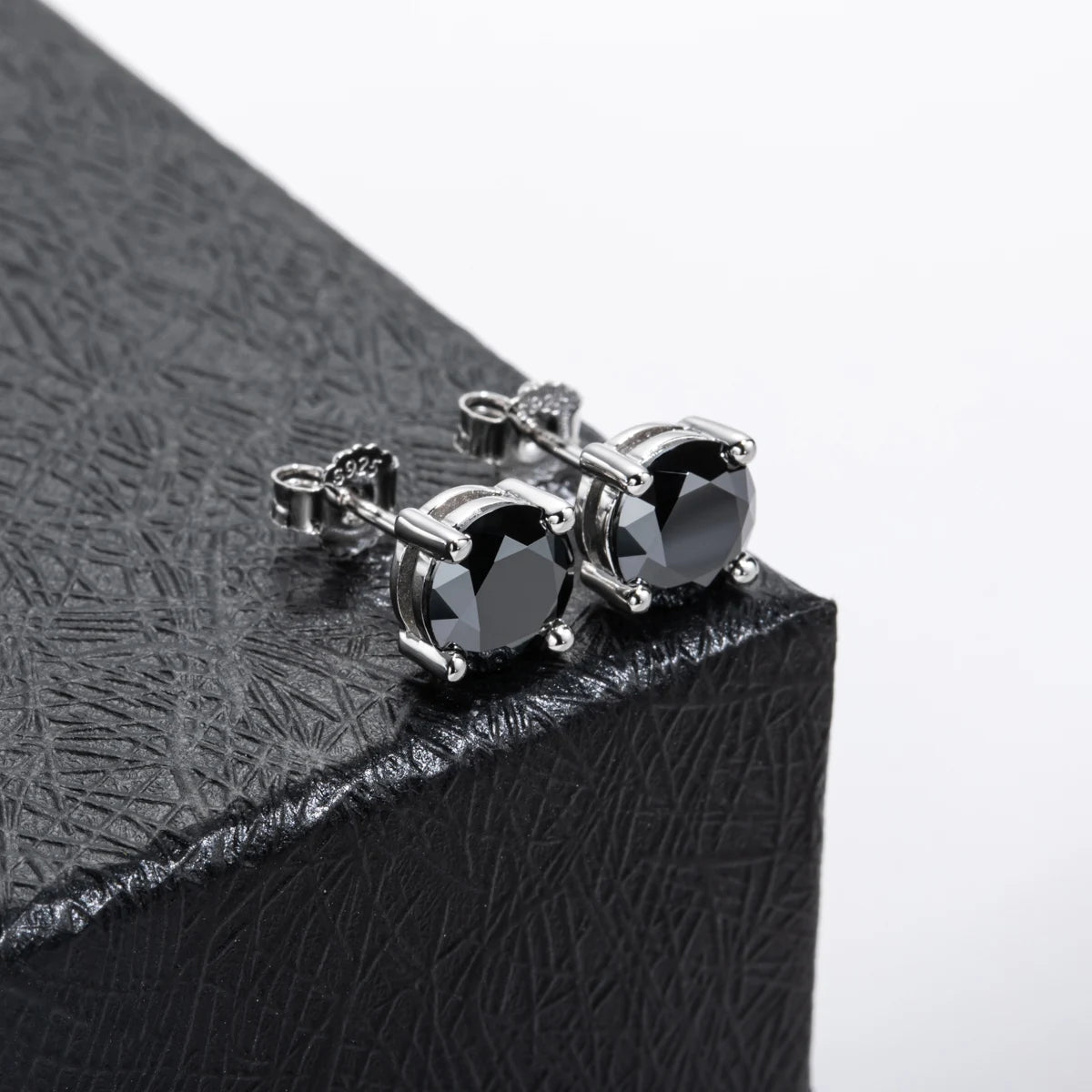 Black Moissanite Stud Earrings - 925 Sterling Silver