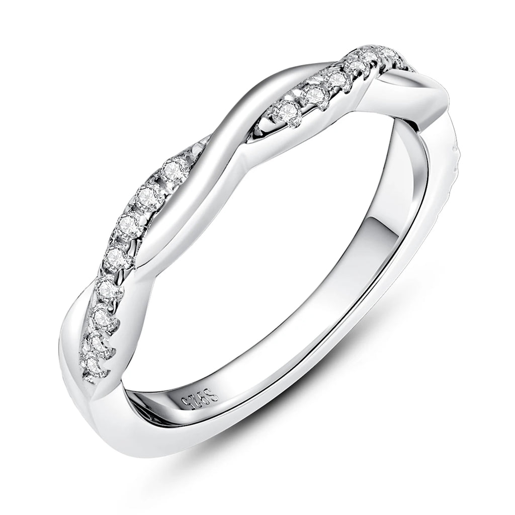 1.3mm D Color Moissanite Eternity Band - Ultra Delicate Sterling Silver Ring