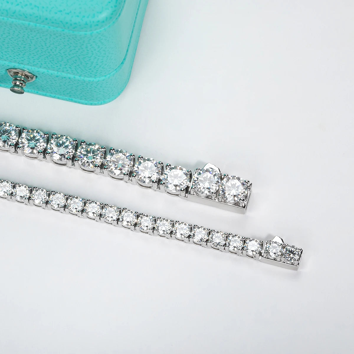 Moissanite Tennis Necklace 6.5mm 66cttw D-Color - 925 Sterling Silver 18K Gold Plated