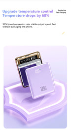 Smartphone with a temperature control feature displayed on a purple background