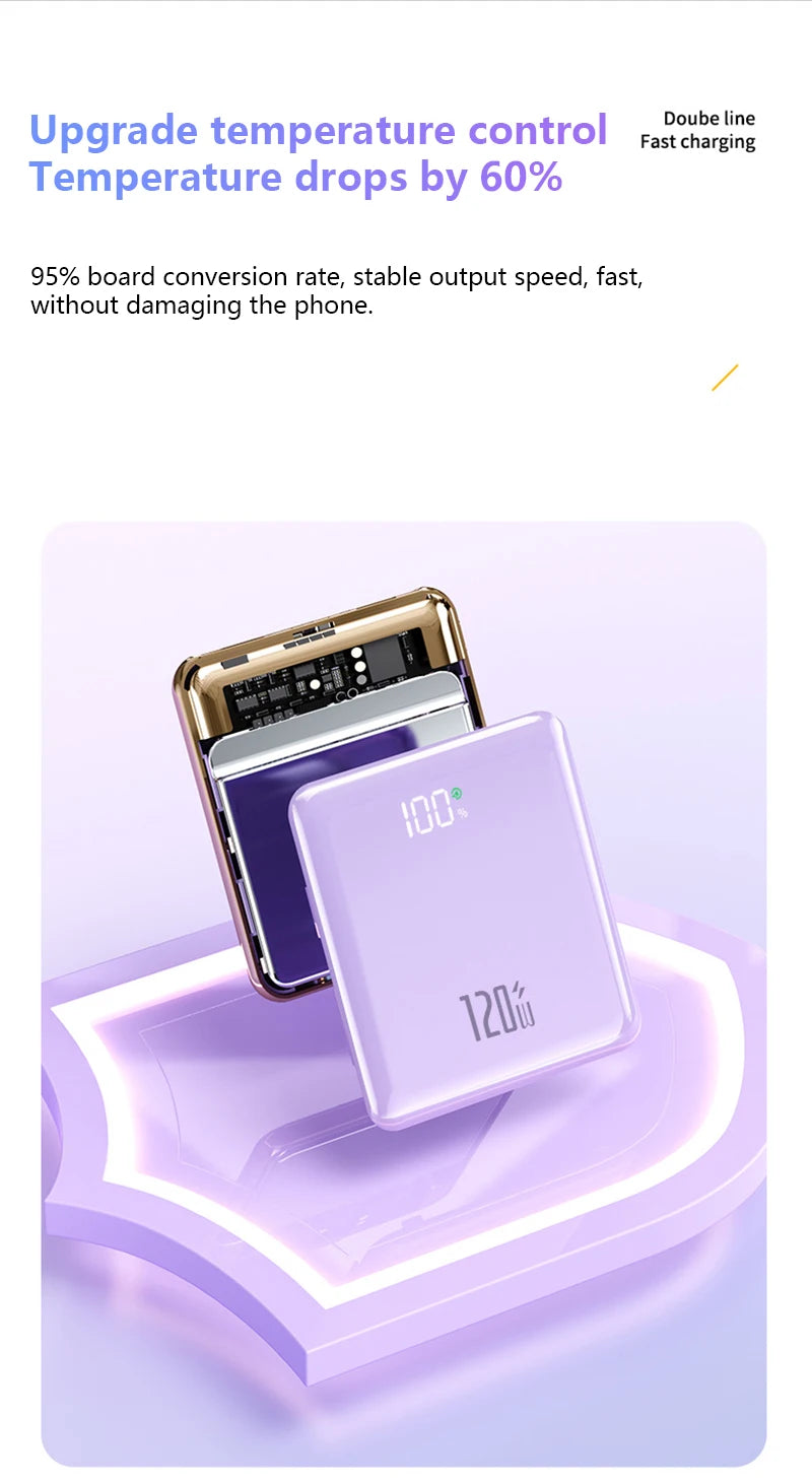 Smartphone with a temperature control feature displayed on a purple background