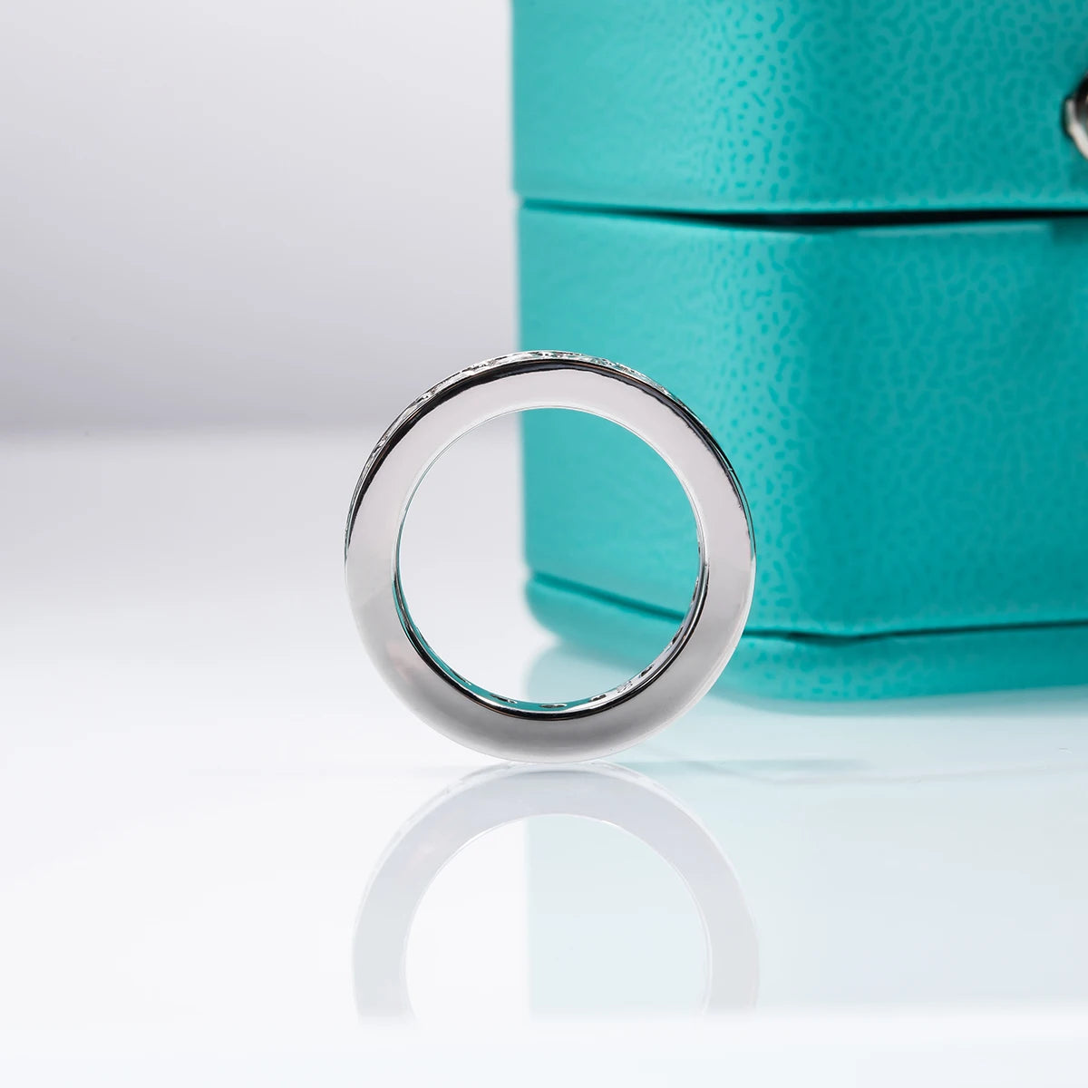 3.5mm D Color Moissanite Eternity Band - Gold Plated Sterling Silver Ring