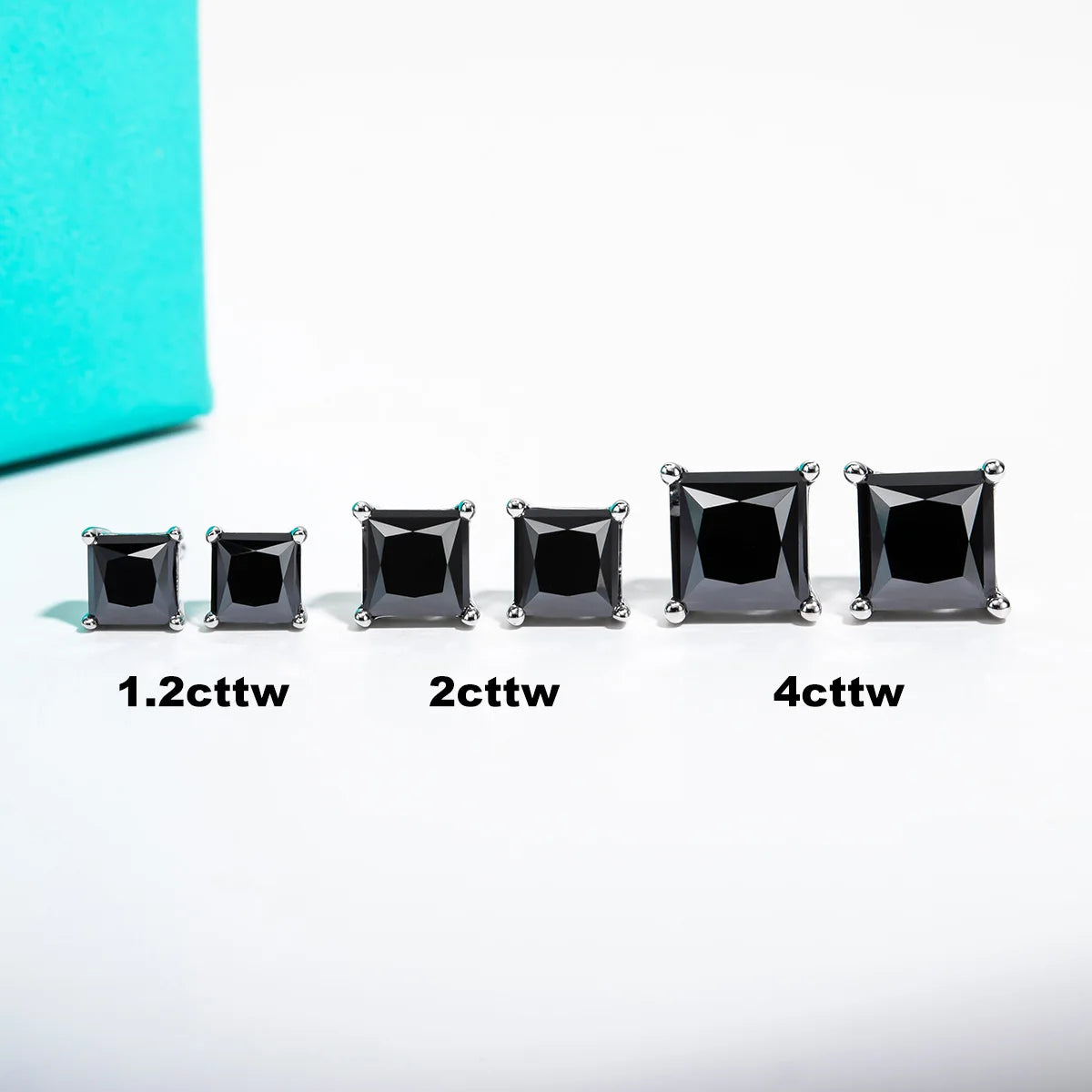 Princess Cut Moissanite Stud Earrings - 10K Gold Post