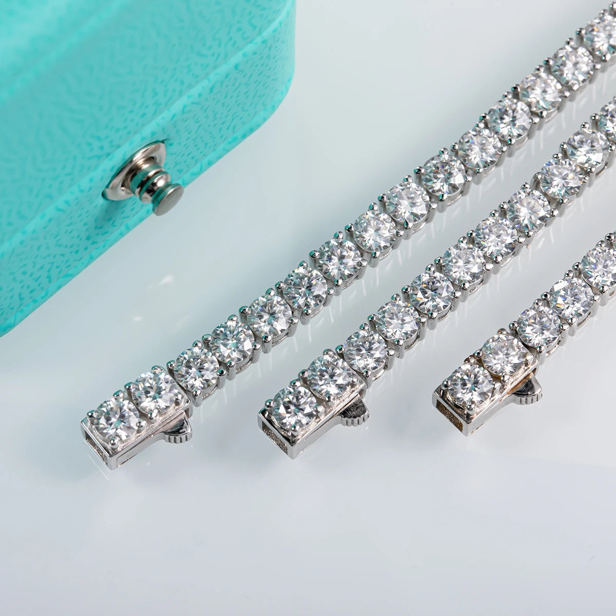 4mm Moissanite Tennis Necklace - 18K Gold Plated 925 Sterling Silver D Color