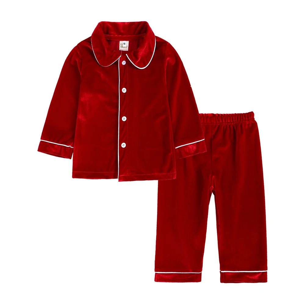 Kids Velvet Christmas Robe Pajamas – Family Matching Winter Sleepwear