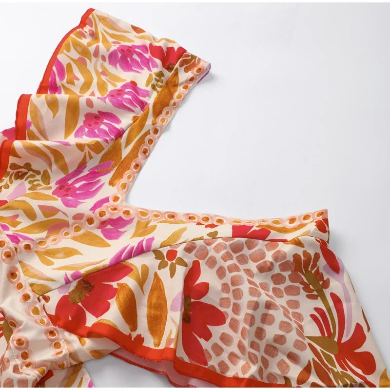 Colorful floral-patterned fabric on a white background