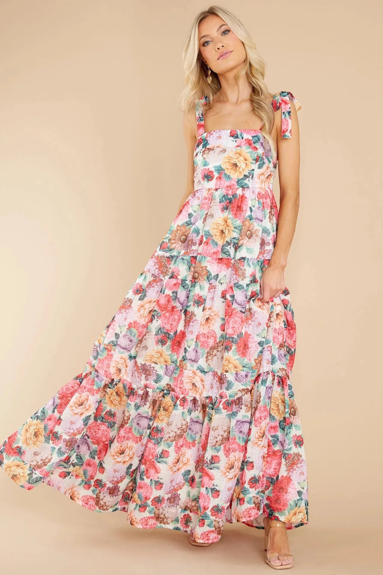 One Shoulder Maxi Dress - Elegant Printed Backless Party Dress