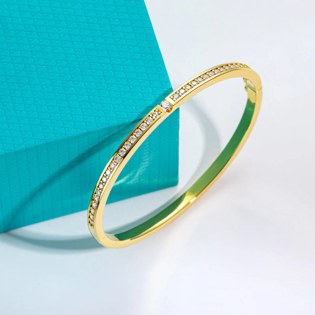 3mm Moissanite Bangle Bracelet - 925 Sterling Silver