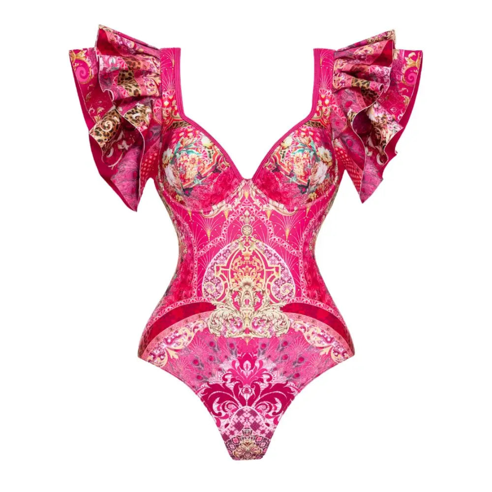 Rose Red Floral Swimsuit - Blooming Print Beachwear