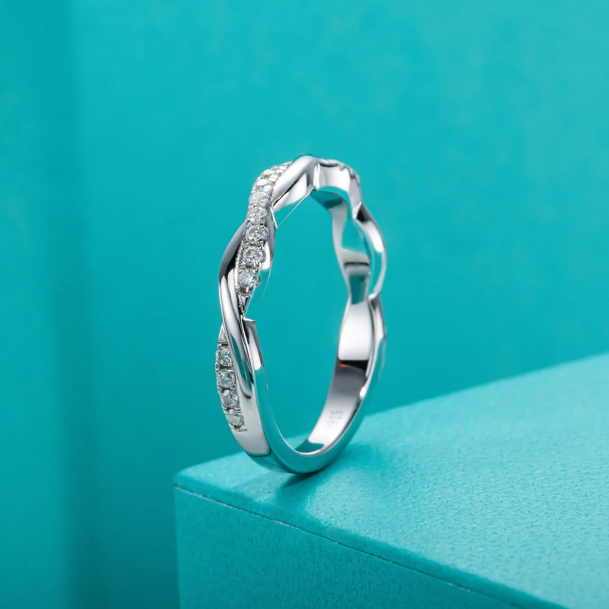 1.3mm D Color Moissanite Eternity Band - Ultra Delicate Sterling Silver Ring