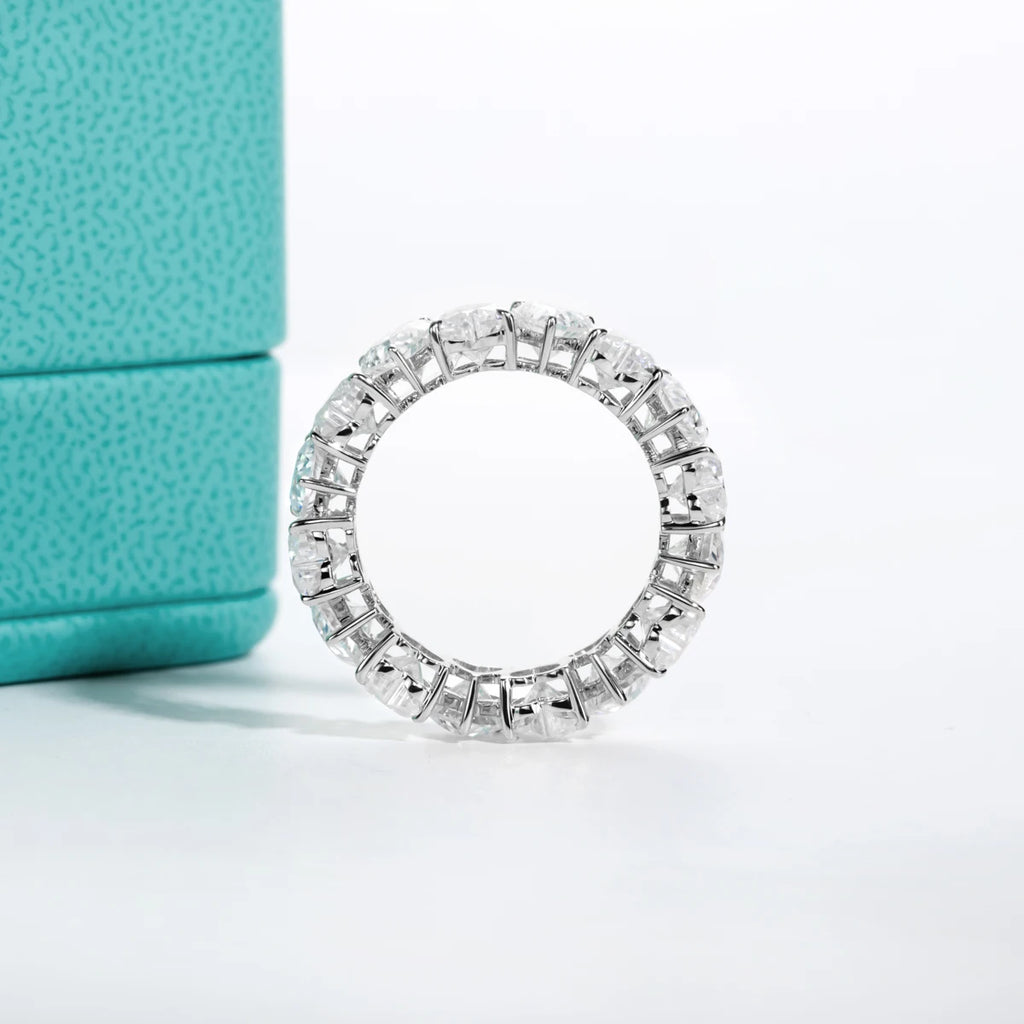 5mm Heart Cut D Color Moissanite Eternity Band - 18K Gold Plated Sterling Silver