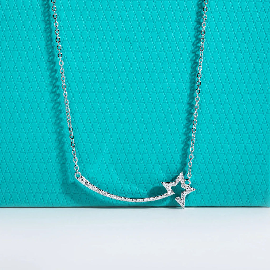 Moissanite Smile Pendant Necklace - 18K Gold Plated 925 Sterling Silver D Color