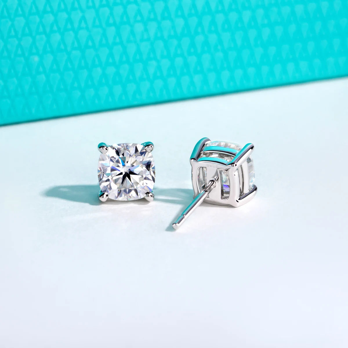 Cushion Cut D-Color VVS1 Moissanite Stud Earrings - 925 Sterling Silver