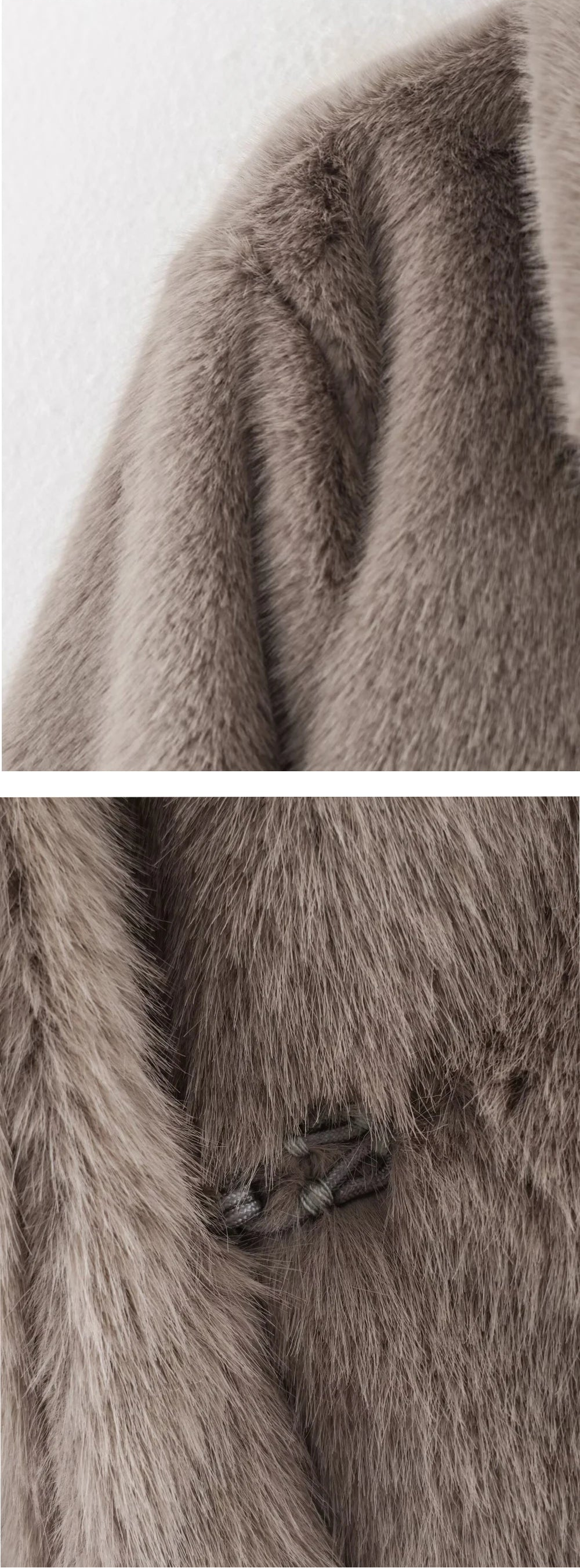 Close-up of a textured brown fabric with a button, on a light gray background.