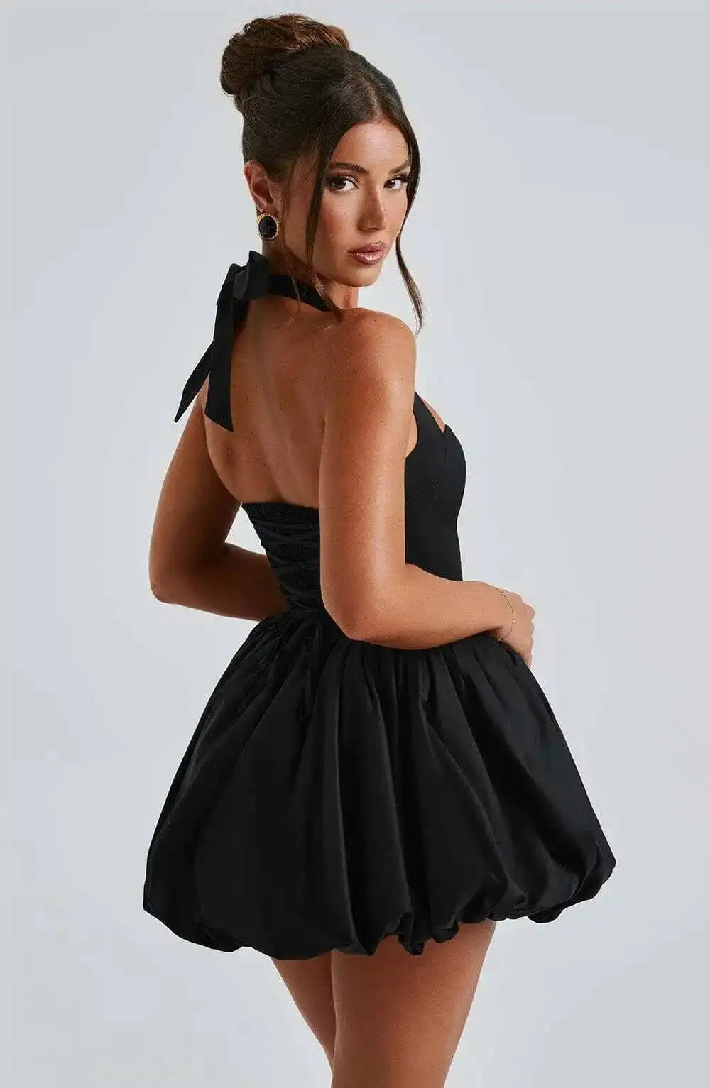 Halter Neck Wrap A-Line Mini Dress - Cottagecore Style