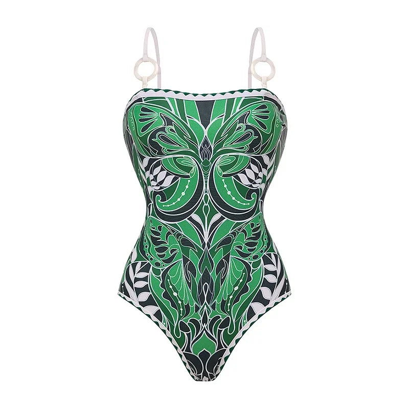 Butterfly Print Swimsuit - Vintage Beachwear