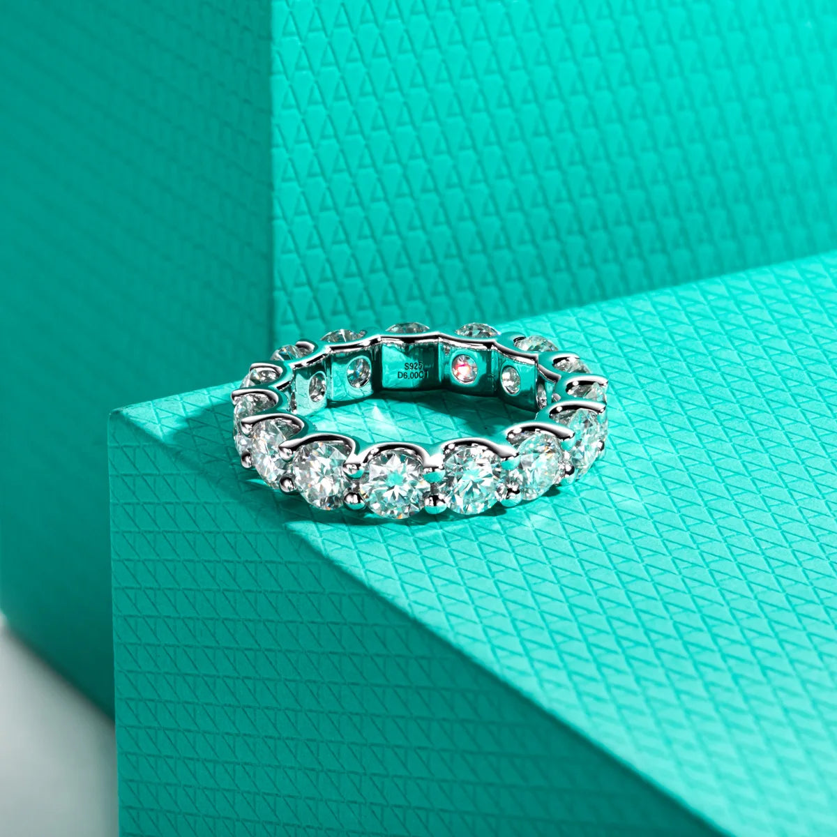 4.5mm D Color Moissanite Eternity Band - Sterling Silver