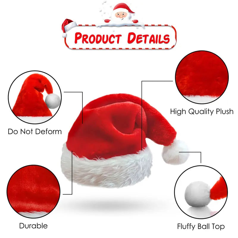 Red Santa hat with product details on a white background