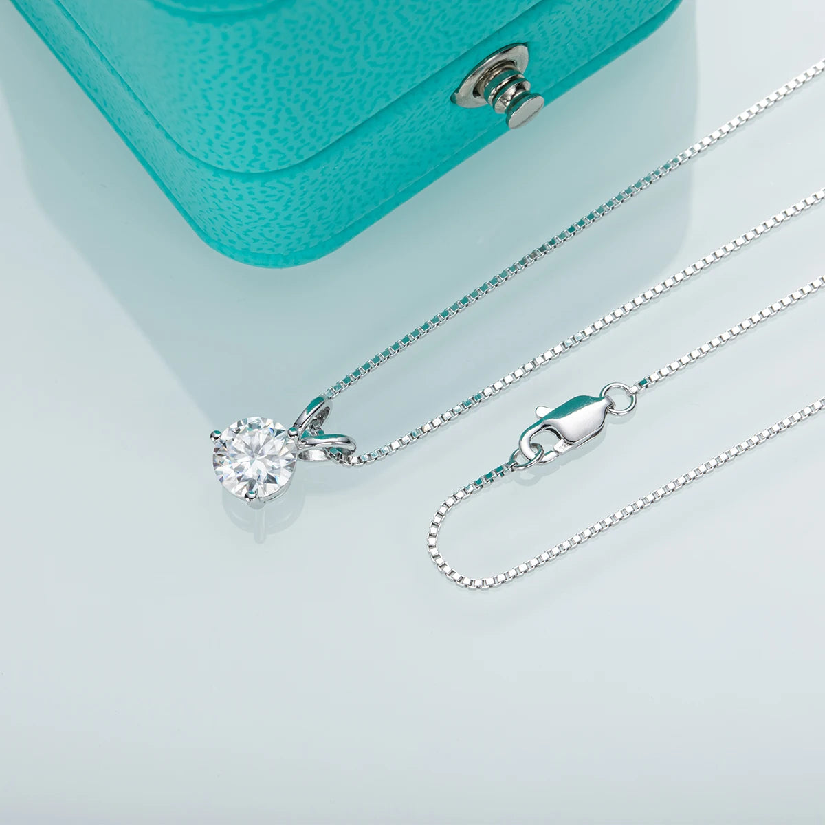 1ct Round Cut Moissanite Pendant Necklace - 18K Gold Plated D Color