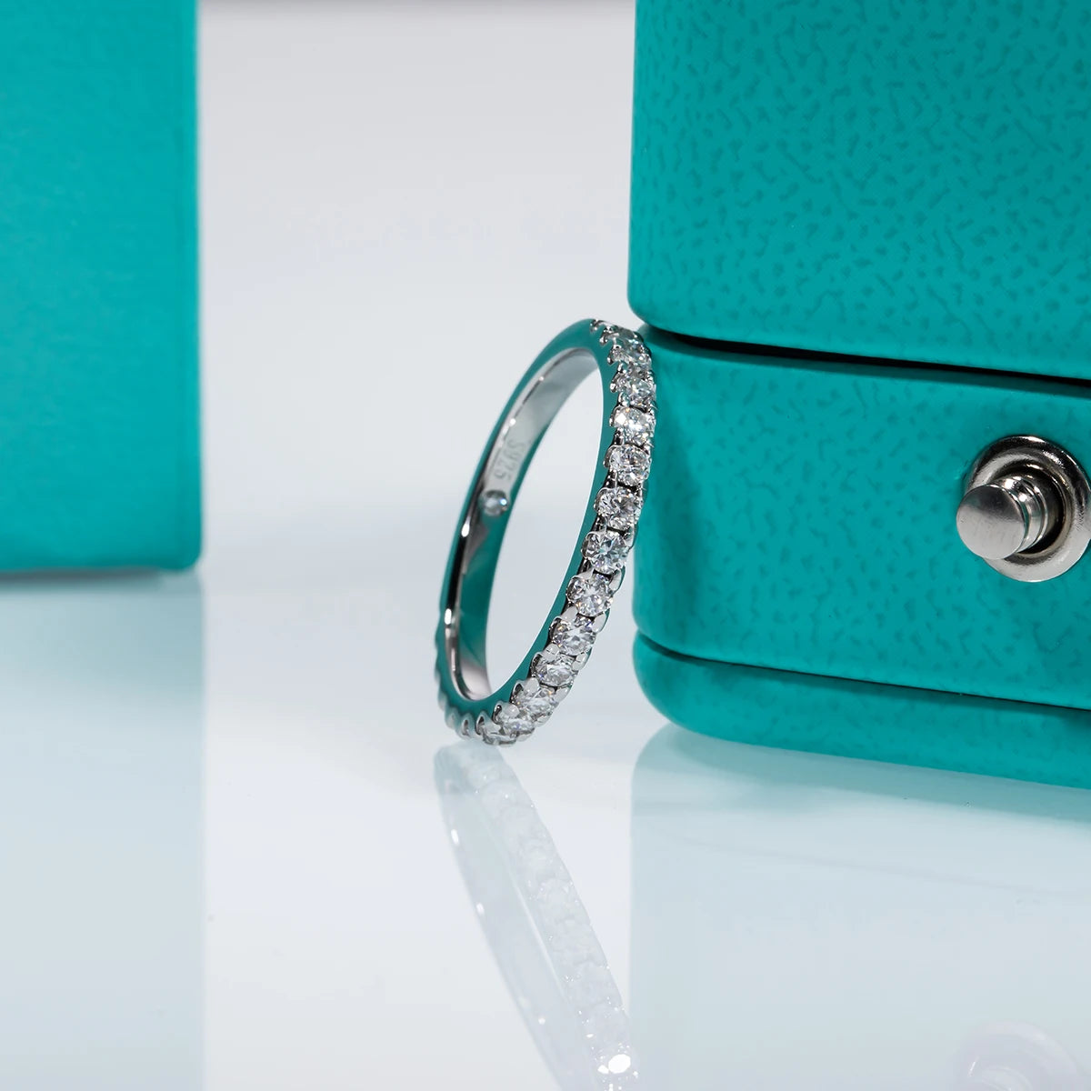 1.9mm Moissanite Delicate Wedding Band - Sterling Silver Stackable Ring