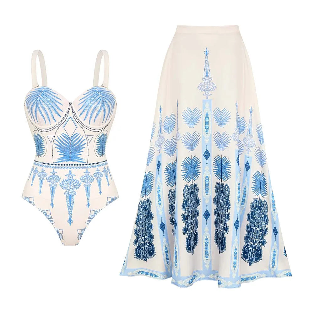 Ethnic Print Swimsuit - Bohemian Beachwear