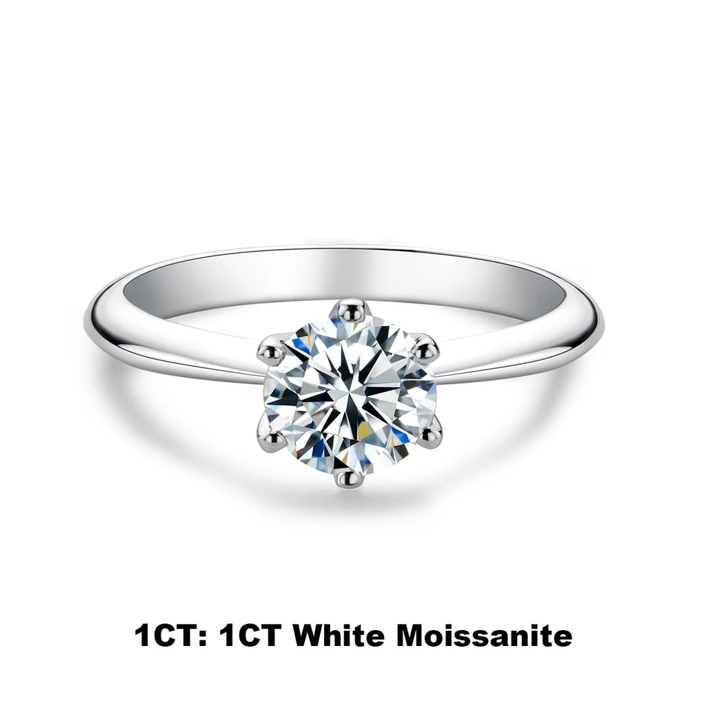 D-Color Moissanite Solitaire Engagement Ring - 925 Sterling Silver