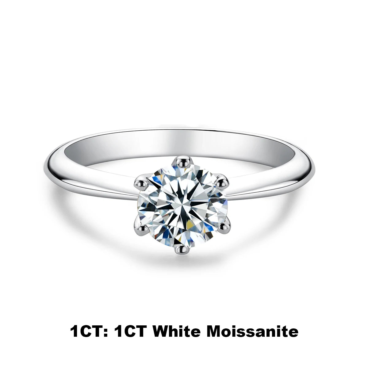 D-Color Moissanite Solitaire Engagement Ring - 925 Sterling Silver