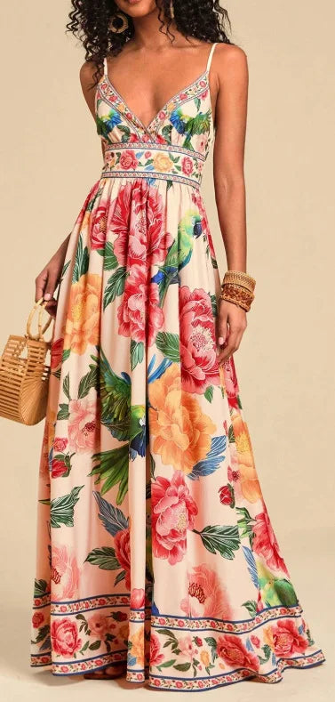 Yellow Halter Wrap Maxi Dress - V-Neck Party Dress