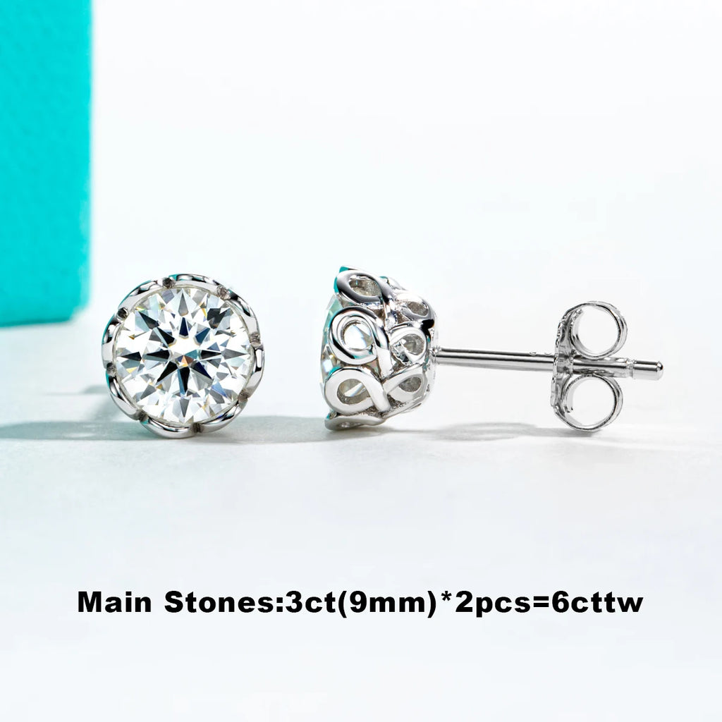 D-Color VVS1 Moissanite Stud Earrings - 925 Sterling Silver
