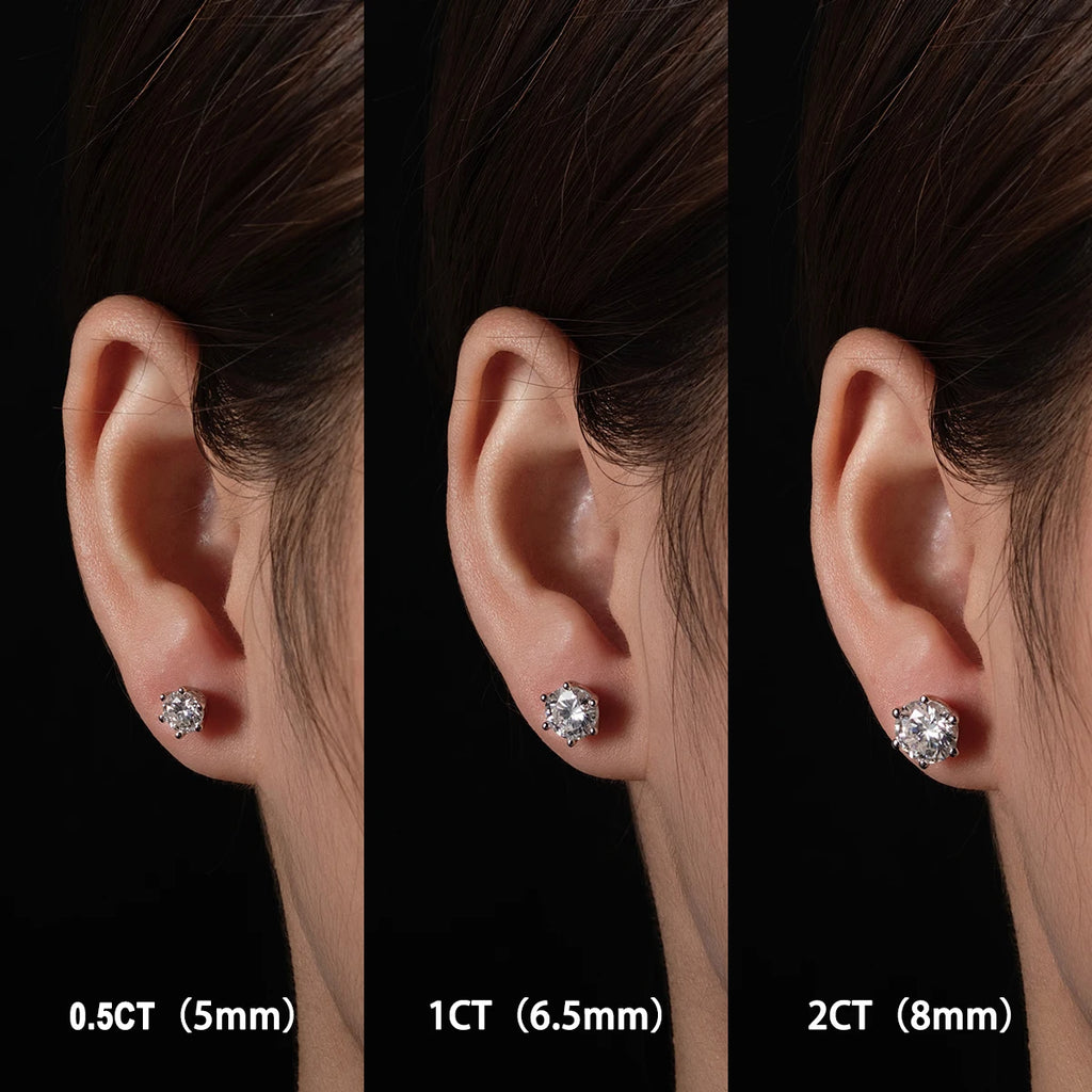 Cushion Cut Moissanite Stud Earrings - 925 Sterling Silver